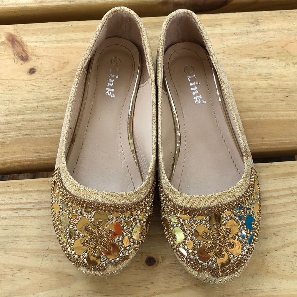 Girls gold glitter slippers size 13